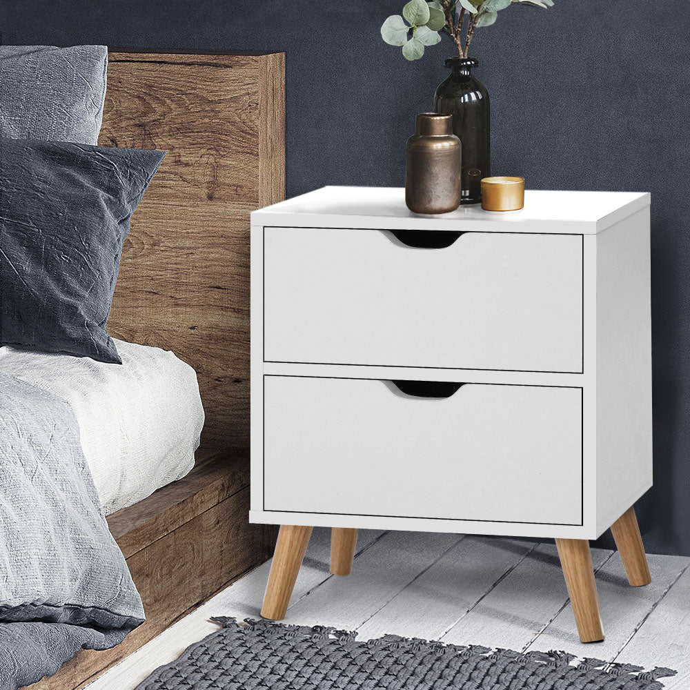 Boden Bedside Table 2 Drawers - White