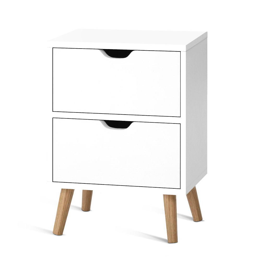 Boden Bedside Table 2 Drawers - White