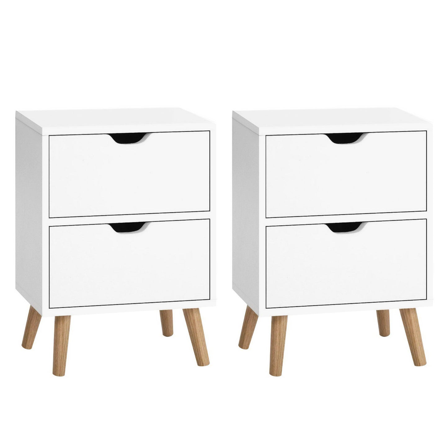 Set of 2 Boden Bedside Table 2 Drawers - White