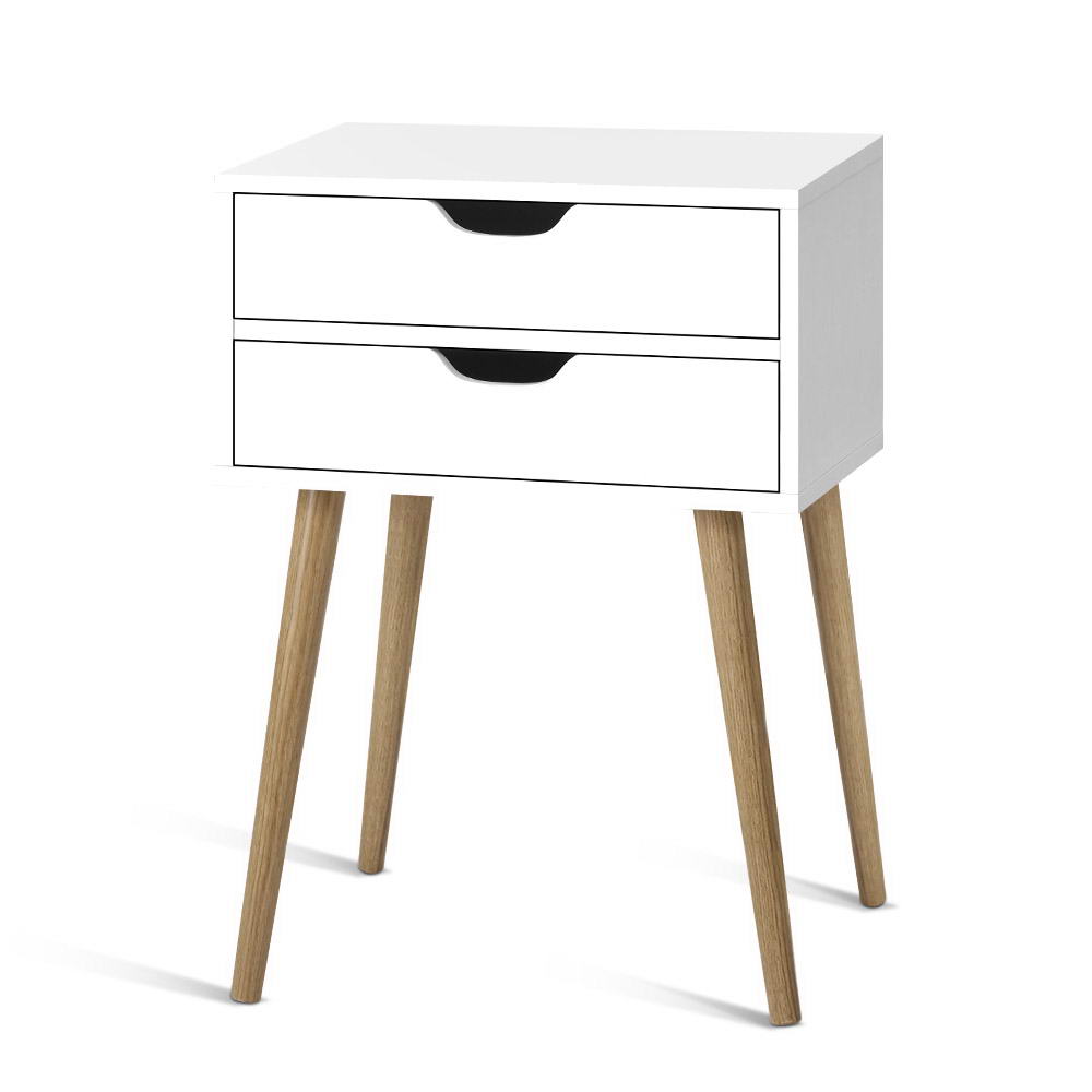 Bodie Bedside Table 2 Drawers - White
