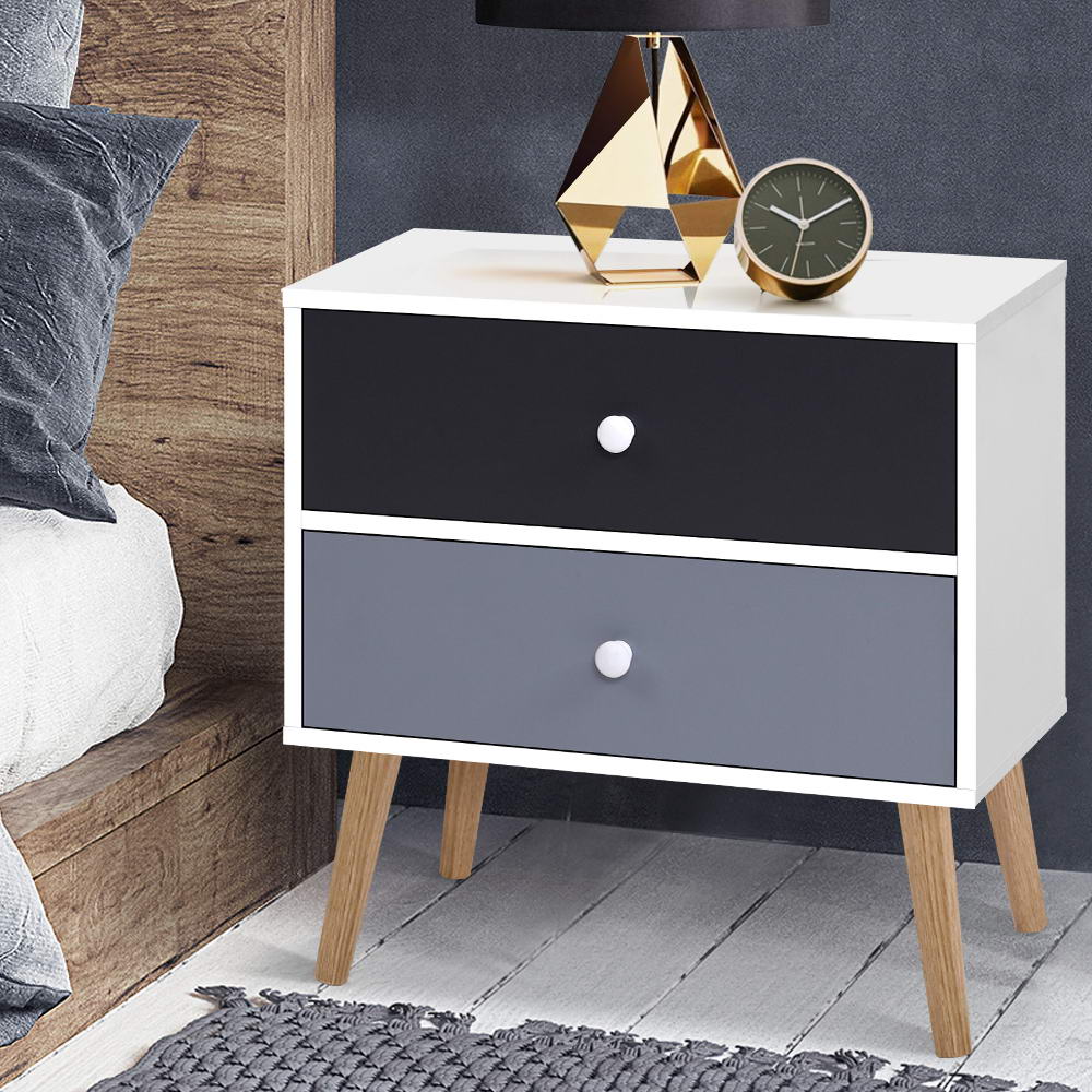 Bonds Bedside Table 2 Drawers - White