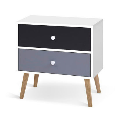 Bonds Bedside Table 2 Drawers - White