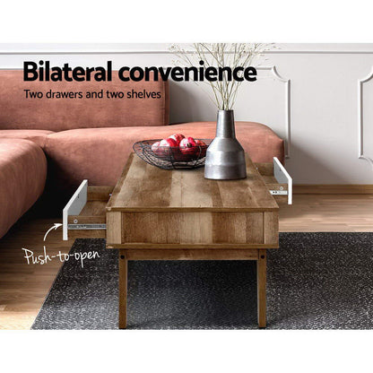 Serena Coffee Table 2 Drawers - Walnut