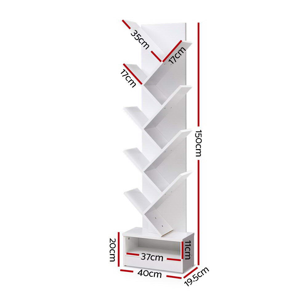 Echo Tree Bookshelf 9 Tiers - White