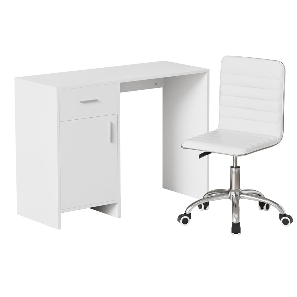 Computer Desk Office Chair Set 100cm - White