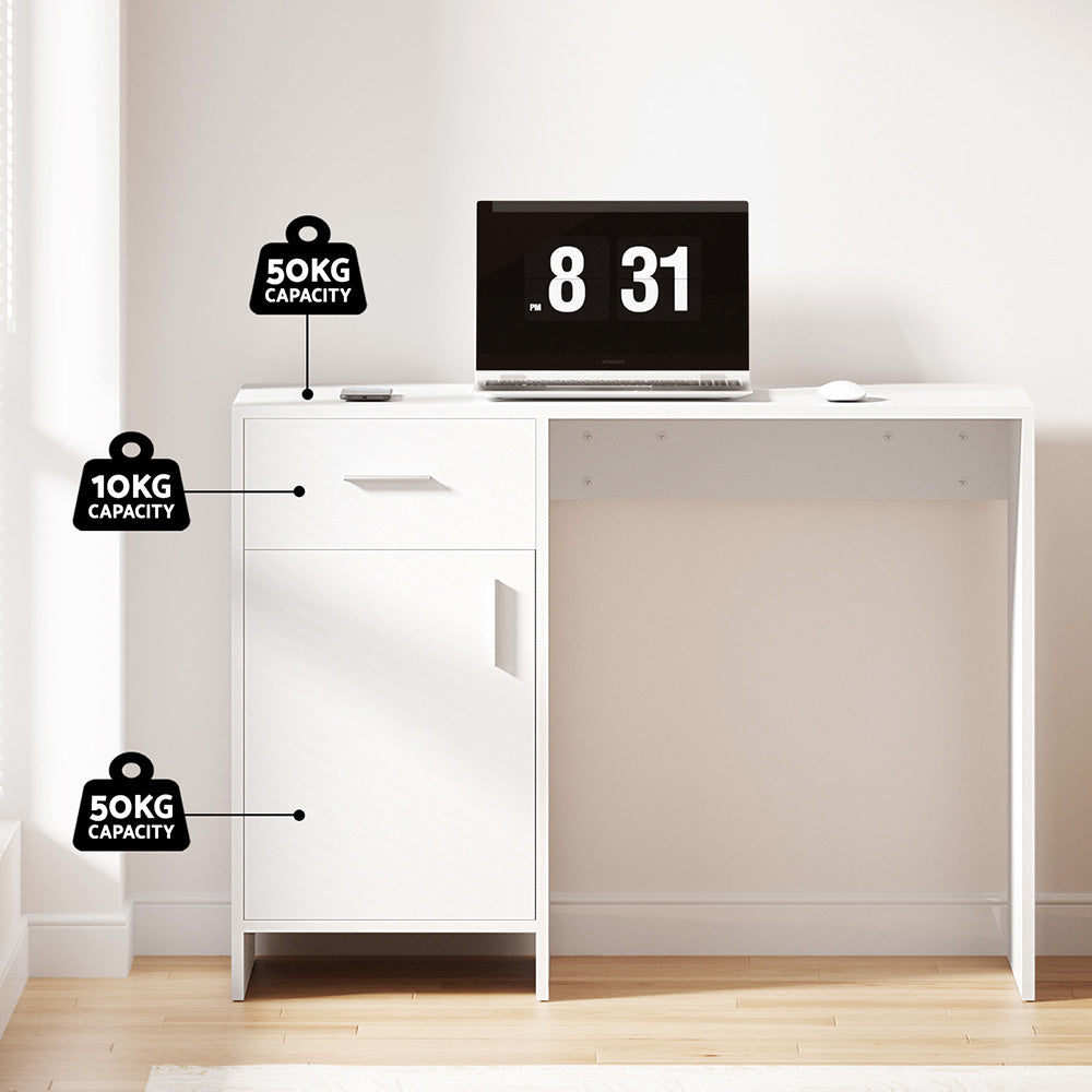 Computer Desk Office Chair Set 100cm - White