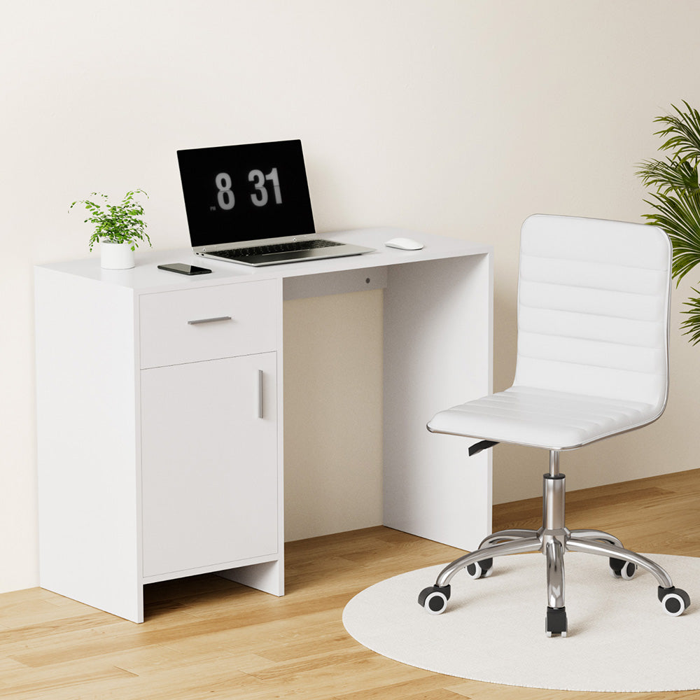 Computer Desk Office Chair Set 100cm - White