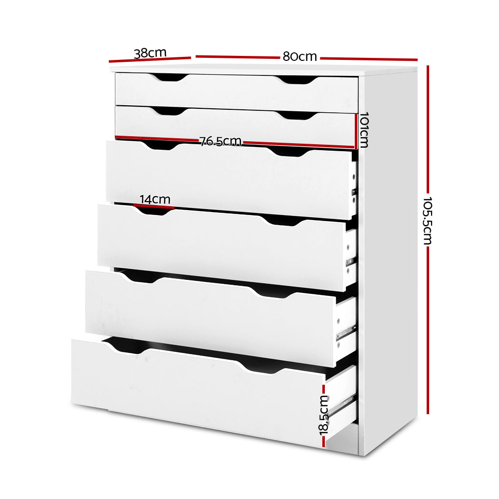 Myla 6 Chest of Drawers - White