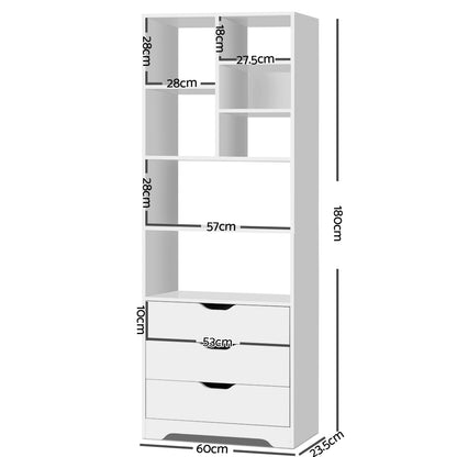 Nana Bookshelf with Drawers - White