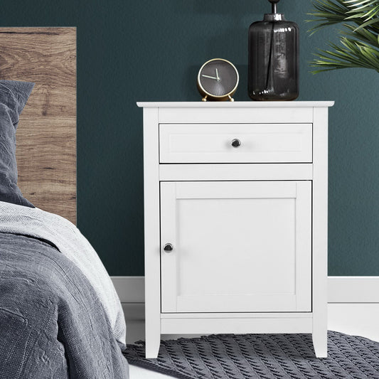 Gustav Bedside Tables Side Table Drawers Nightstand - White