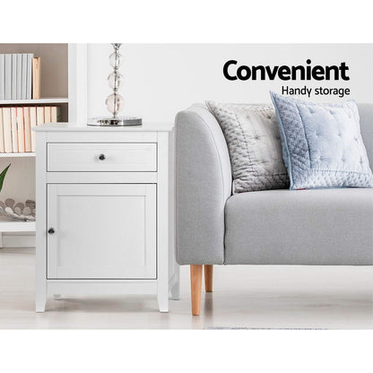 Gustav Bedside Tables Side Table Drawers Nightstand - White
