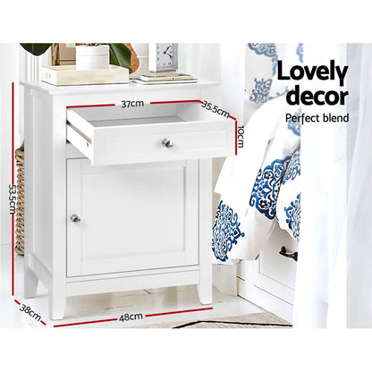 Gustav Bedside Tables Side Table Drawers Nightstand - White