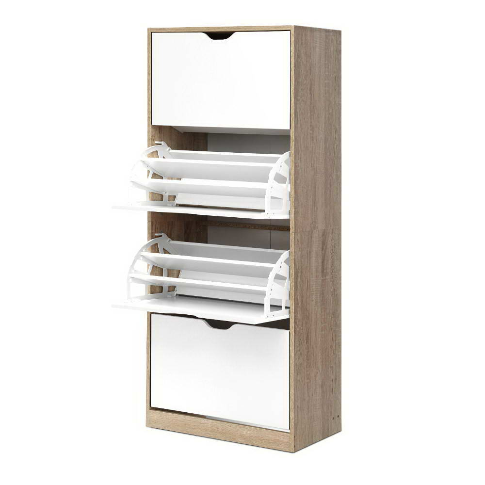 Elen Shoe Rack Cabinet 60 Pairs 4-tier - White