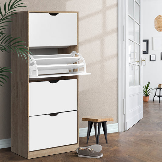 Elen Shoe Rack Cabinet 60 Pairs 4-tier - White