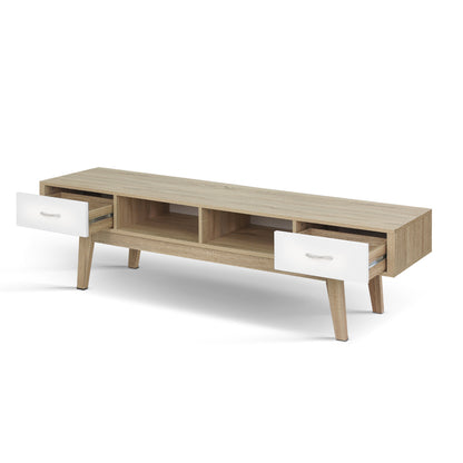 Gary TV Cabinet Entertainment Unit 180cm - Oak White