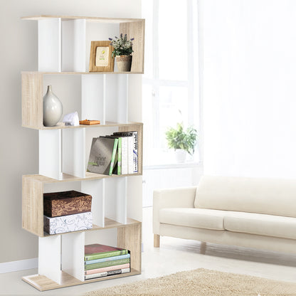 Rita Bookshelf 5 Tiers - White and Oak