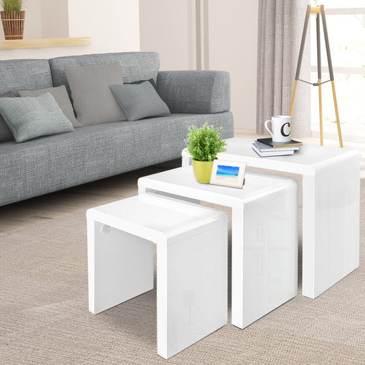 Nesting Coffee Table Set of 3 - Glossy White