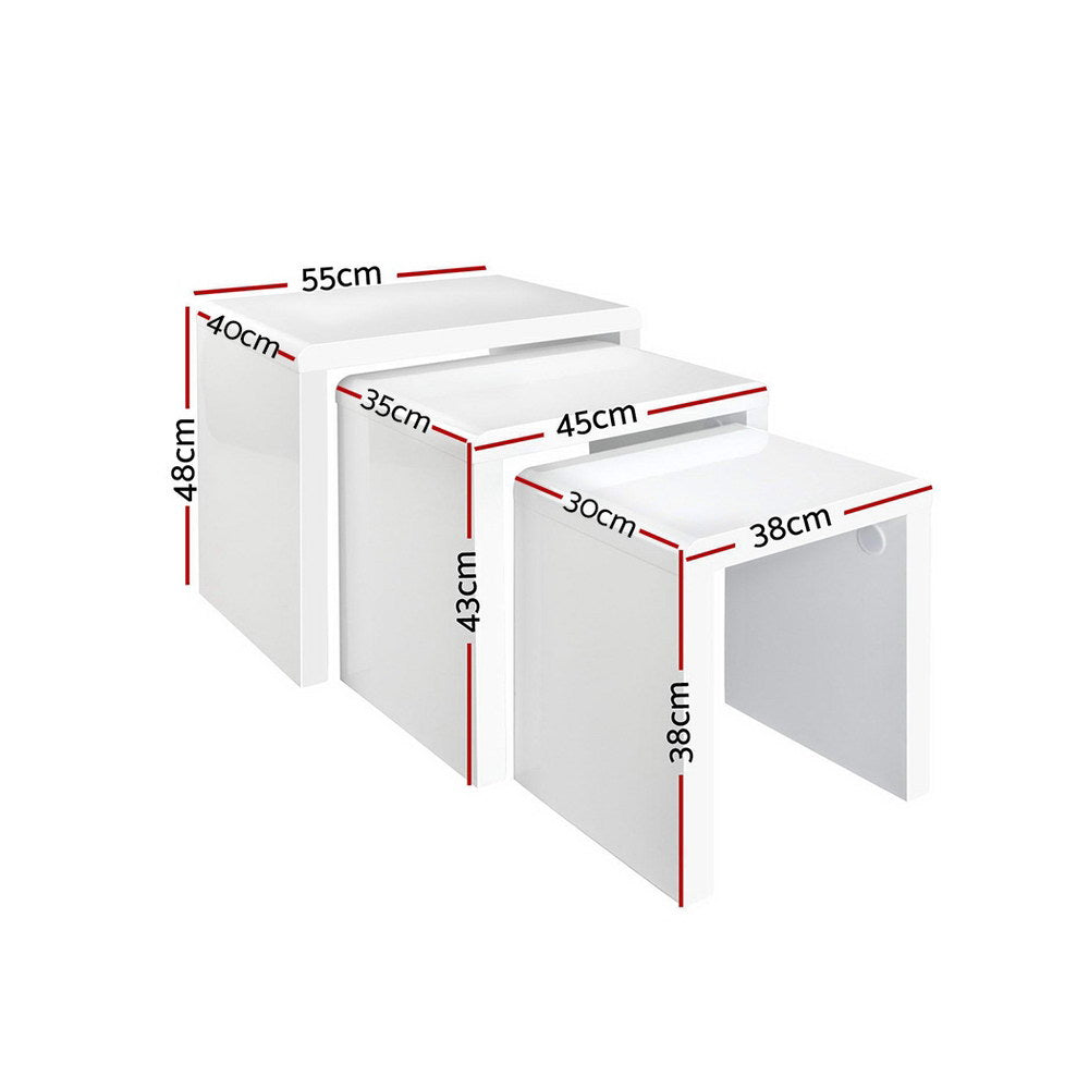 Nesting Coffee Table Set of 3 - Glossy White