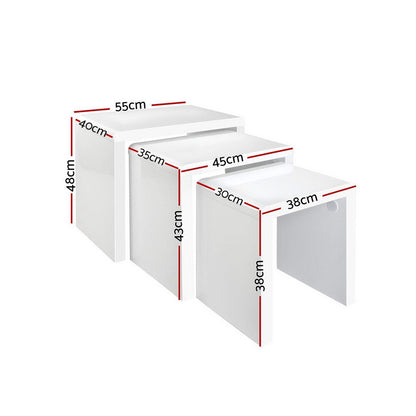 Nesting Coffee Table Set of 3 - Glossy White