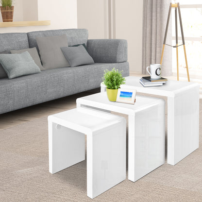 Nesting Coffee Table Set of 3 - Glossy White