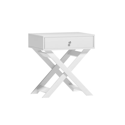 Qara Bedside Table Drawers Nightstand - White