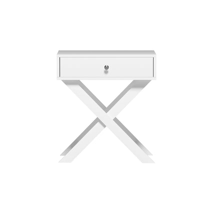 Qara Bedside Table Drawers Nightstand - White