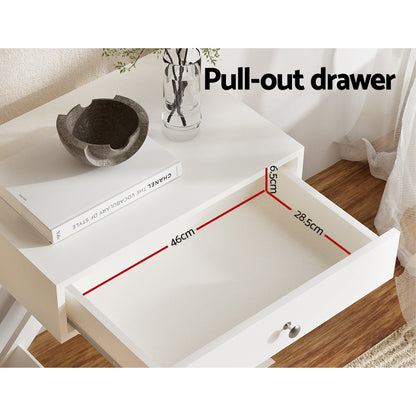 Qara Bedside Table Drawers Nightstand - White