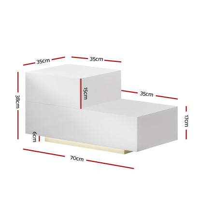 Remi Bedside Tables LED 2 Drawers - White