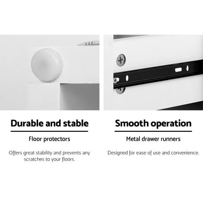 Remi Bedside Tables LED 2 Drawers - White