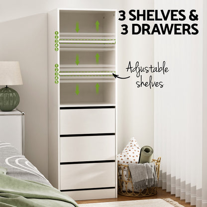3 Chest of Drawers Tallboy Cabinet - White