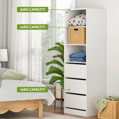 3 Chest of Drawers Tallboy Cabinet - White