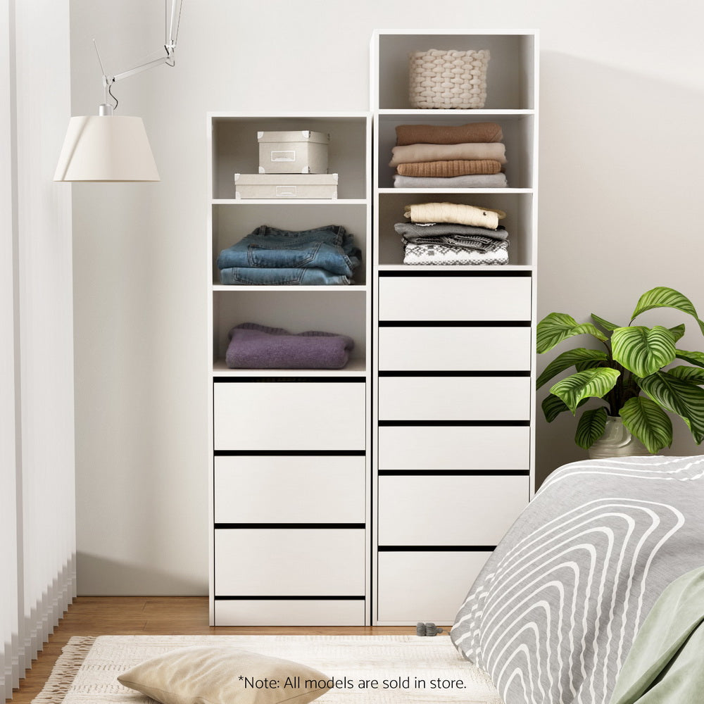 3 Chest of Drawers Tallboy Cabinet - White