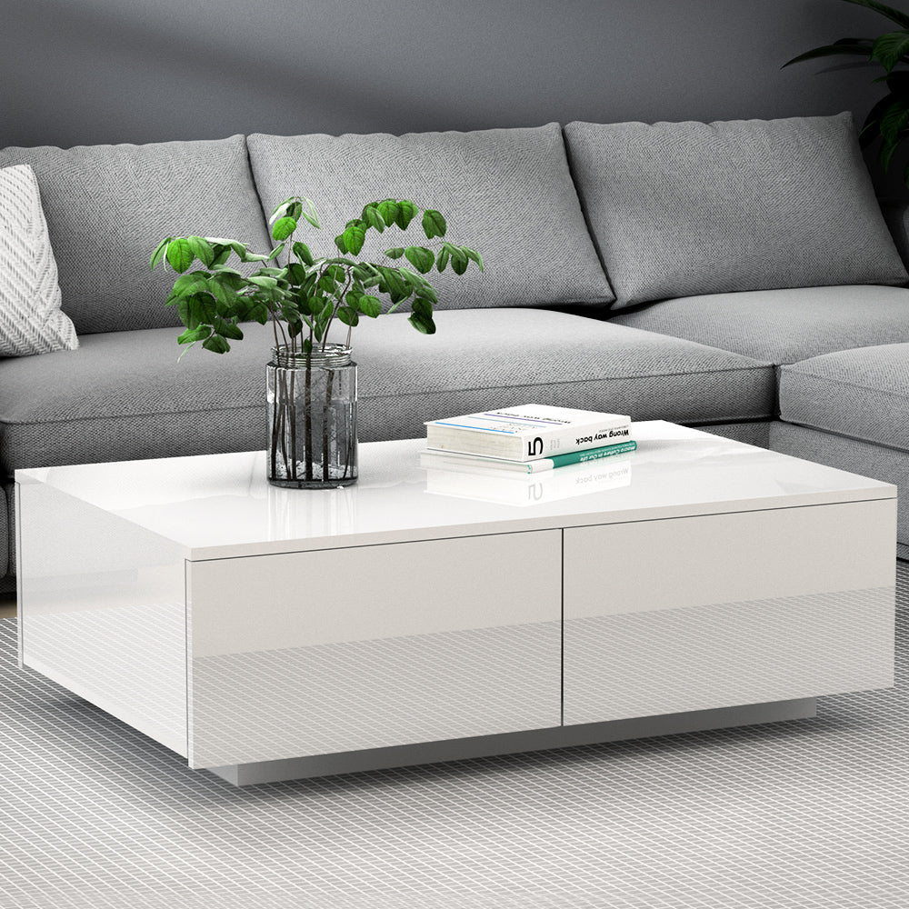 Trevi Coffee Table 4 Drawers - White