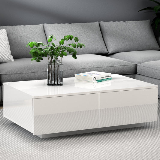 Trevi Coffee Table 4 Drawers - White