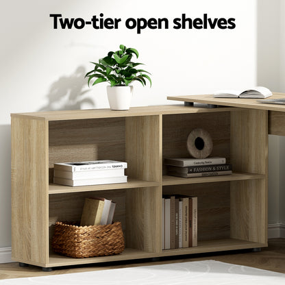 Alban Computer Desk Bookshelf 130CM - Oak