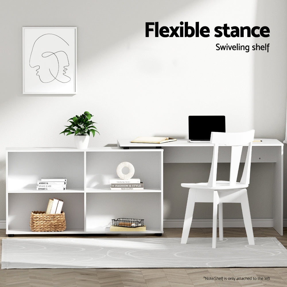 Computer Desk Bookshelf 130CM - White