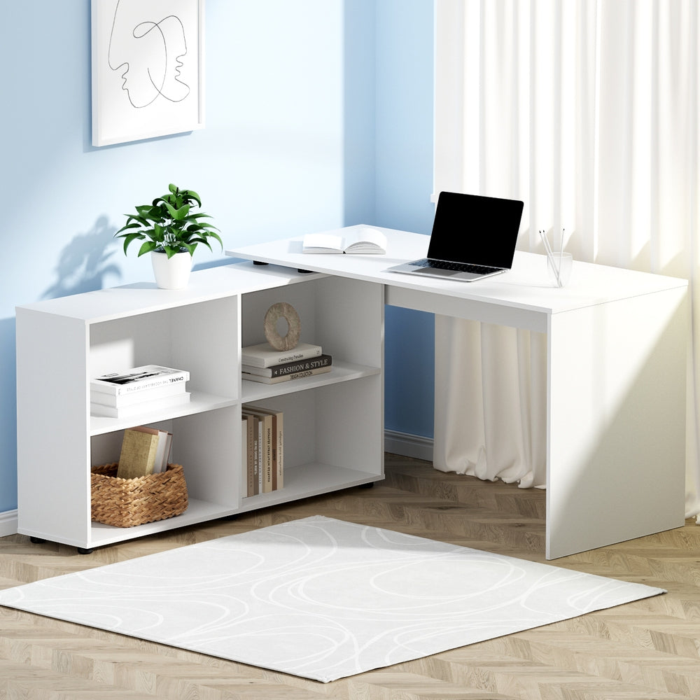 Computer Desk Bookshelf 130CM - White