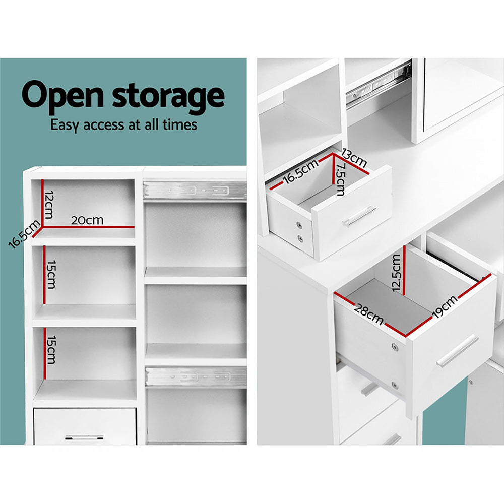 Diane Dressing Table Stool Set Sliding Mirror - White