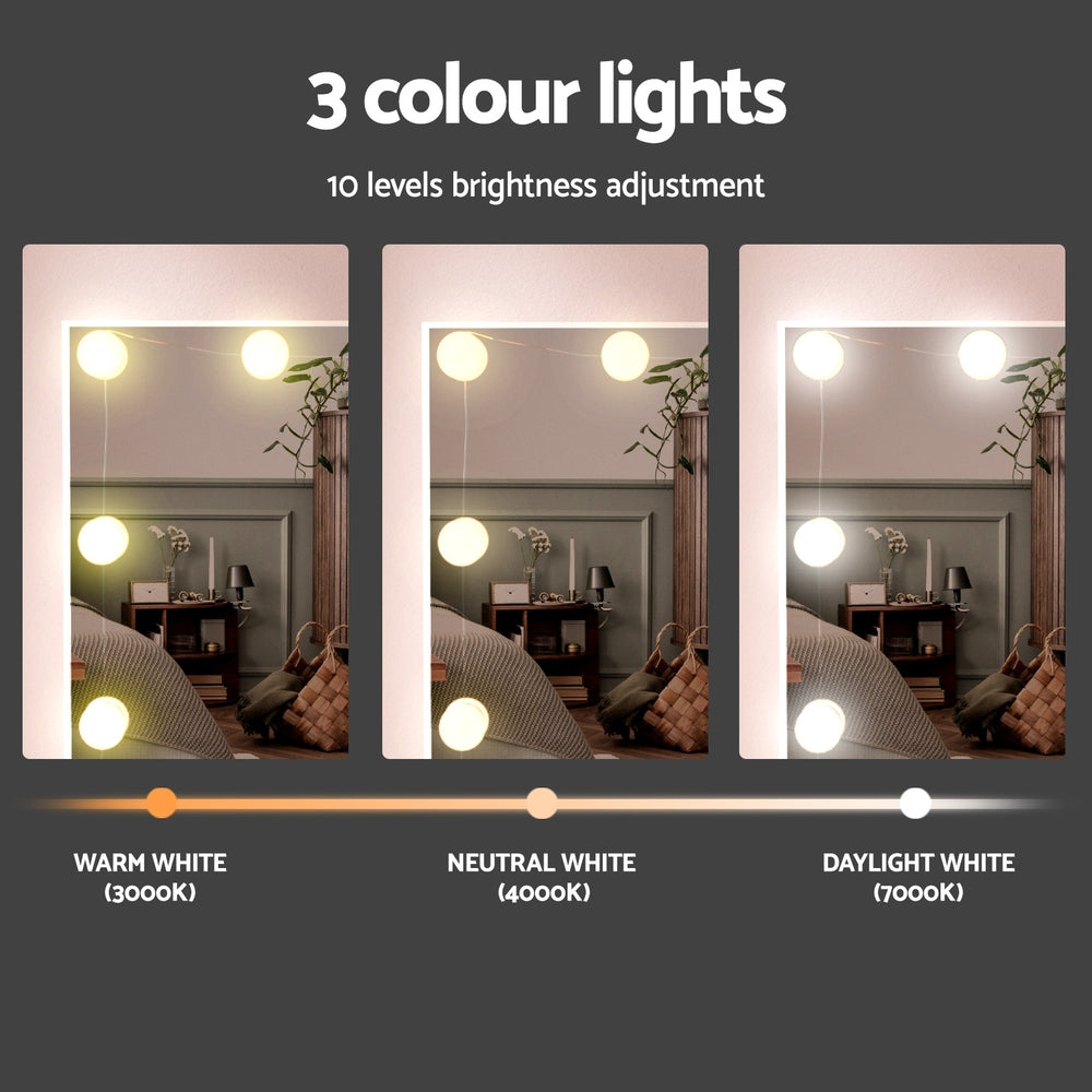 Dressing Table Set Stool 10 LED Bulbs - White