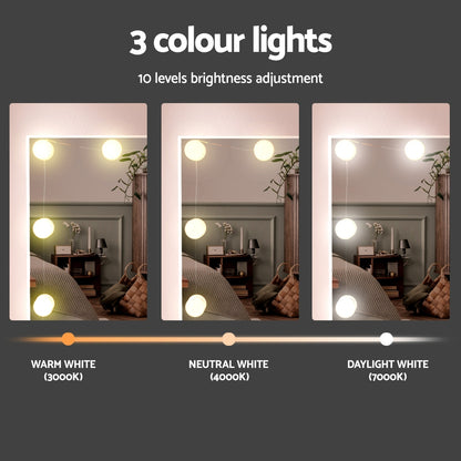 Dressing Table Set Stool 10 LED Bulbs - White