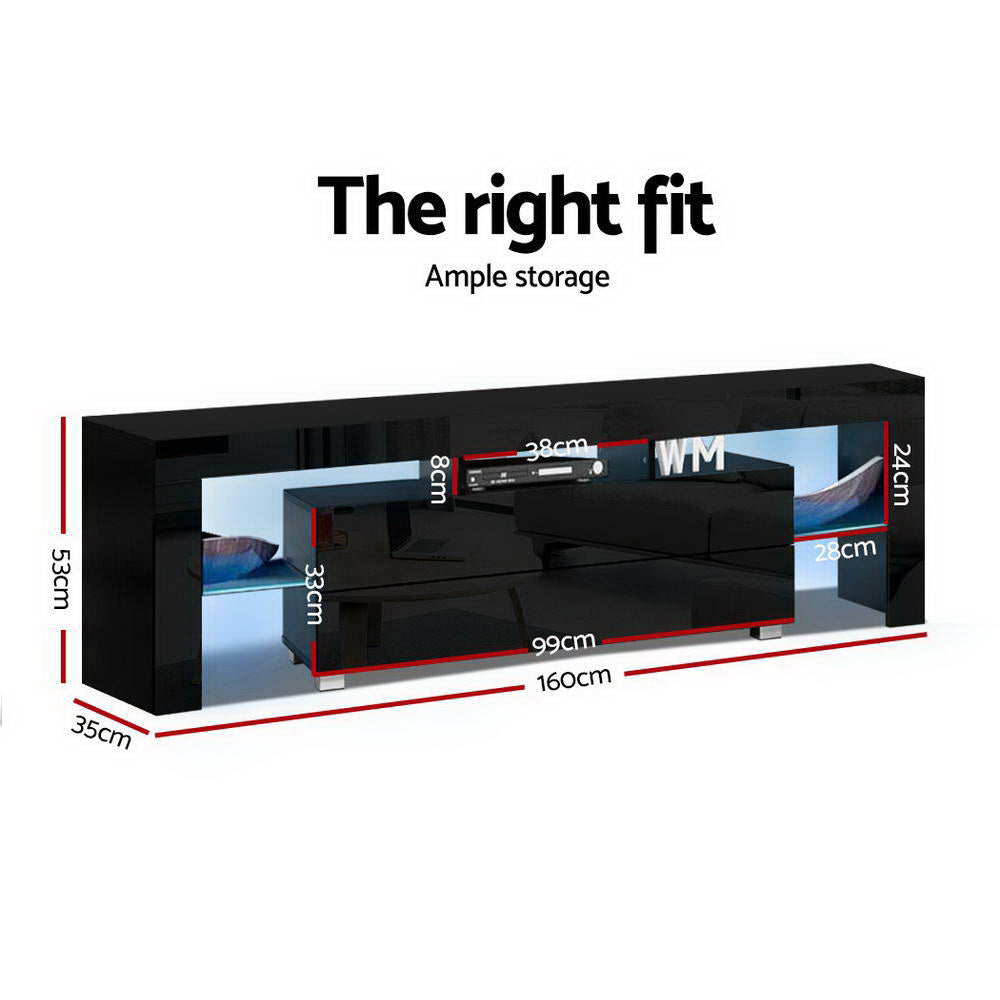 Elo Entertainment Unit TV Cabinet LED 160cm - Black