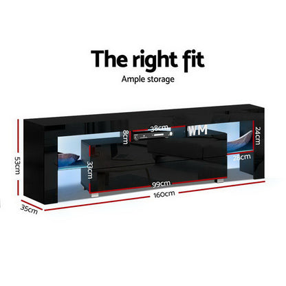 Elo Entertainment Unit TV Cabinet LED 160cm - Black