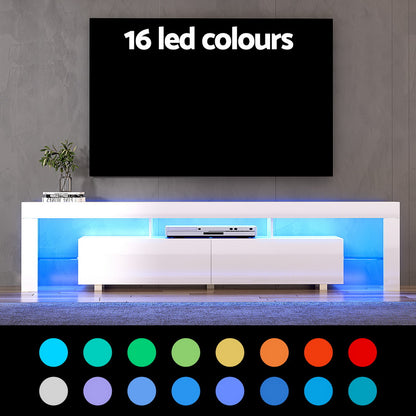 Elo LED TV Cabinet Entertainment Unit Stand Furniture 200cm - Gloss White