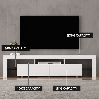 Elo LED TV Cabinet Entertainment Unit Stand Furniture 200cm - Gloss White