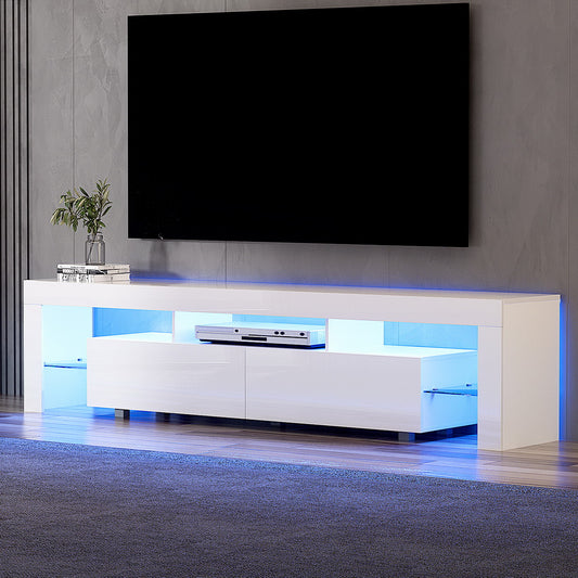 Elo LED TV Cabinet Entertainment Unit Stand Furniture 200cm - Gloss White