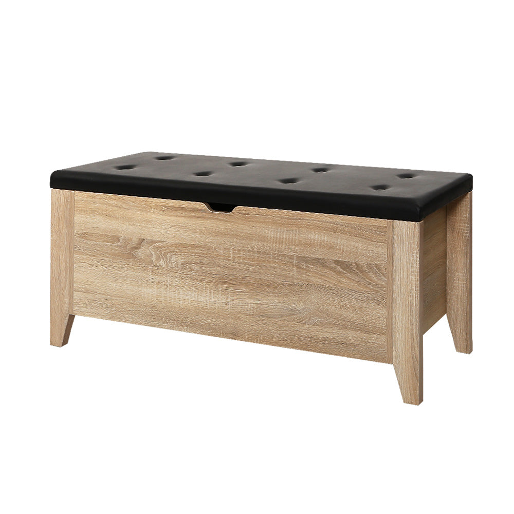 Storage Ottoman Blanket Box Leather - Oak