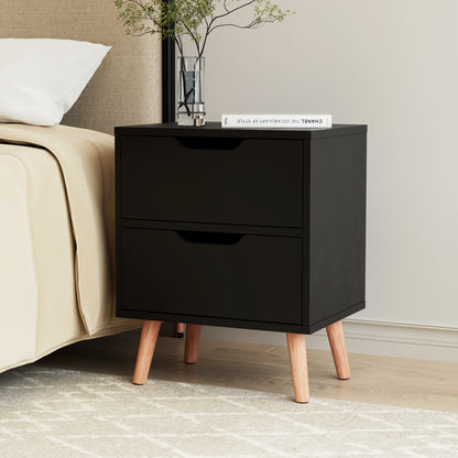 Boden Bedside Table 2 Drawers - Black