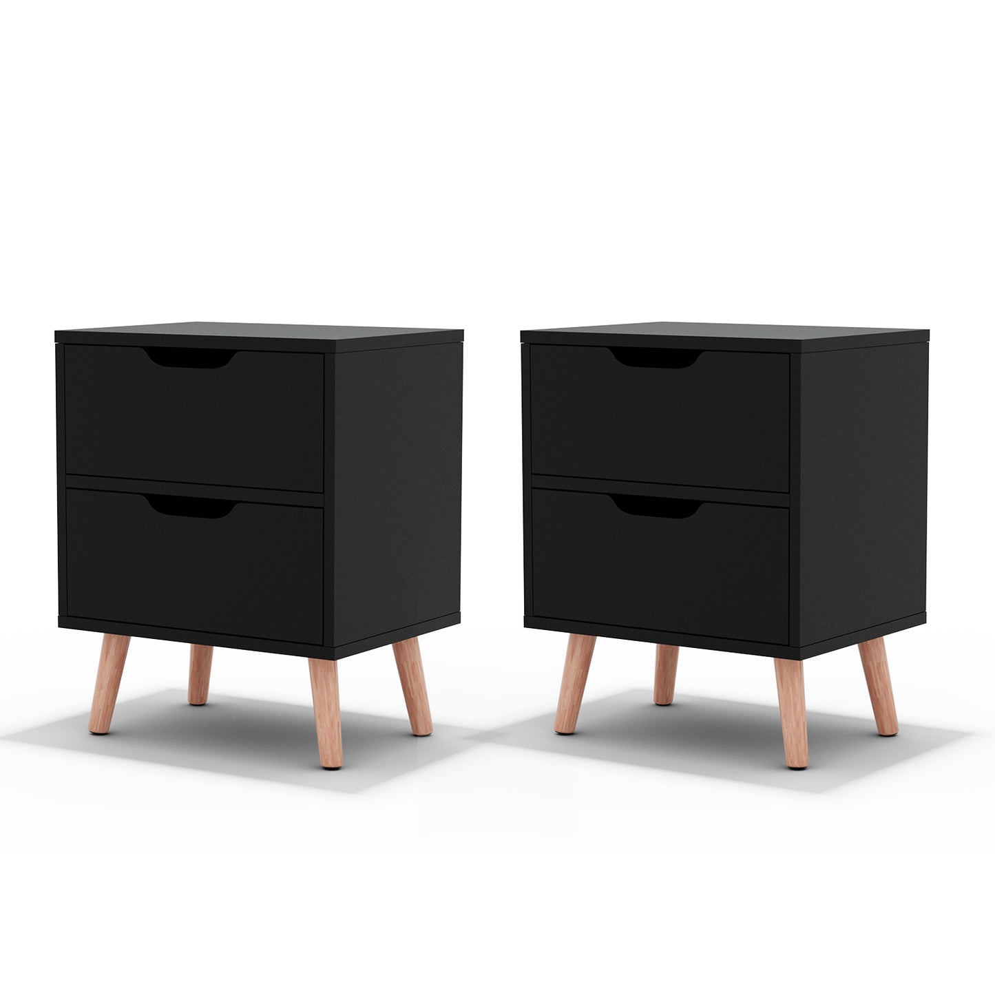 Set of 2 Boden Bedside Table 2 Drawers - Black