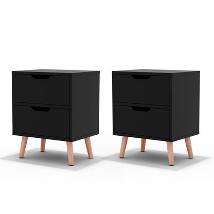 Set of 2 Boden Bedside Table 2 Drawers - Black