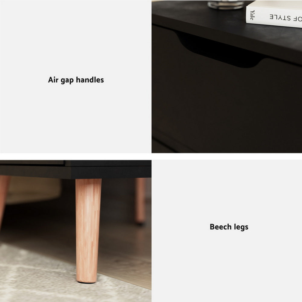 Set of 2 Boden Bedside Table 2 Drawers - Black